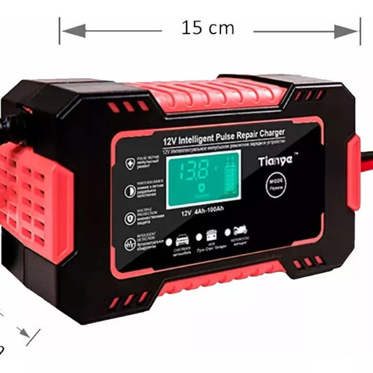 Cargador Bateria Carro Moto 12v Pantalla